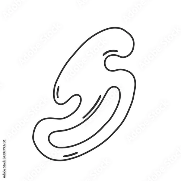 Fototapeta French curve, sewing ruler illustration, minimal  line art vector drawing isolated on white. symbol of crafts, sewing, good as icon or logo.