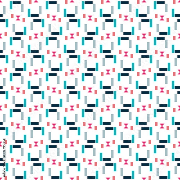 Fototapeta Blue and pink shapes abstract pattern vector