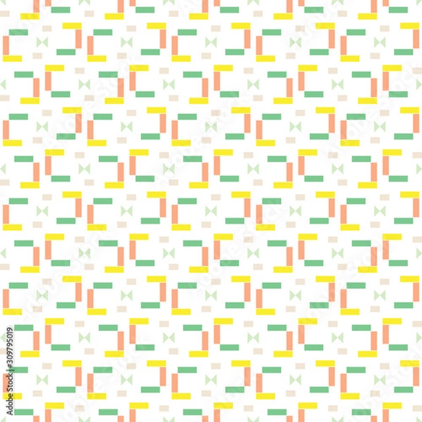 Fototapeta Green, yellow, orange shapes abstract pattern vector