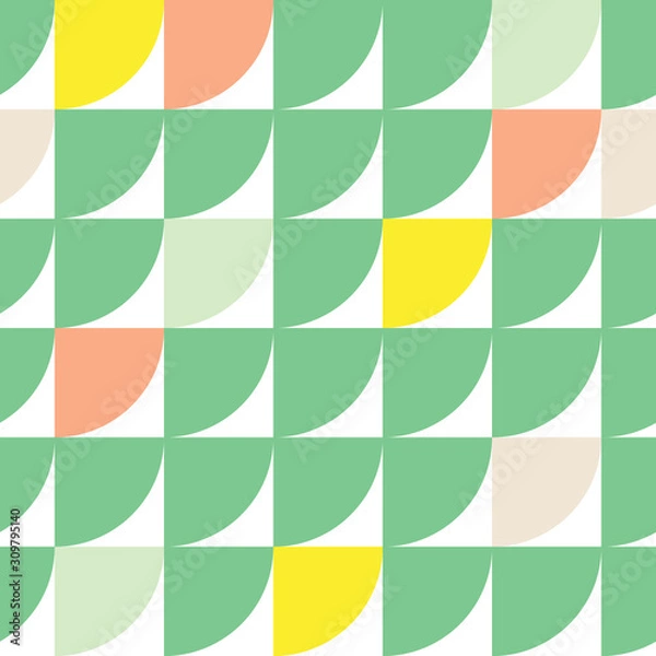 Fototapeta Green quarter circles geometric abstract modern background