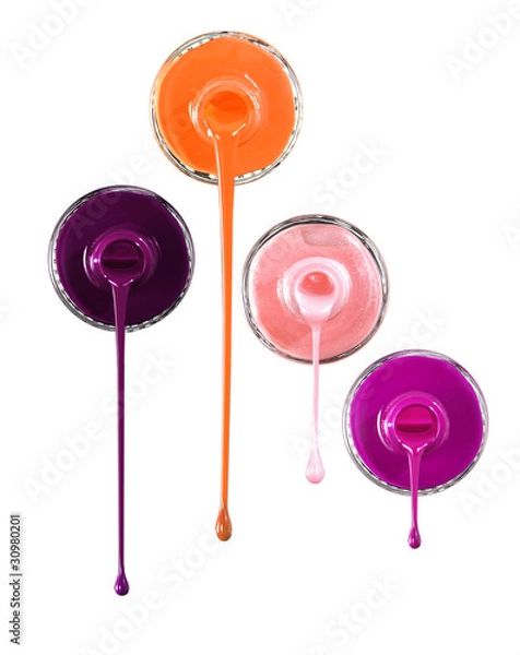 Fototapeta Nail polish pouring out of bottles