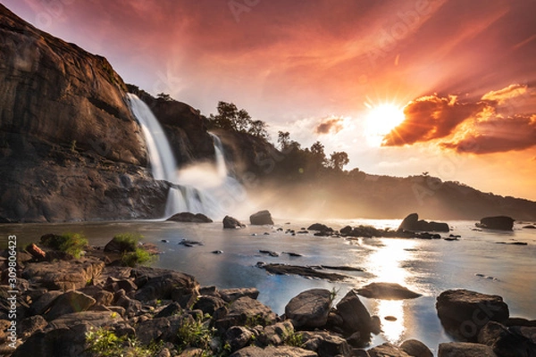 Obraz Athirappilly Falls is the largest waterfall in Kerala state India.