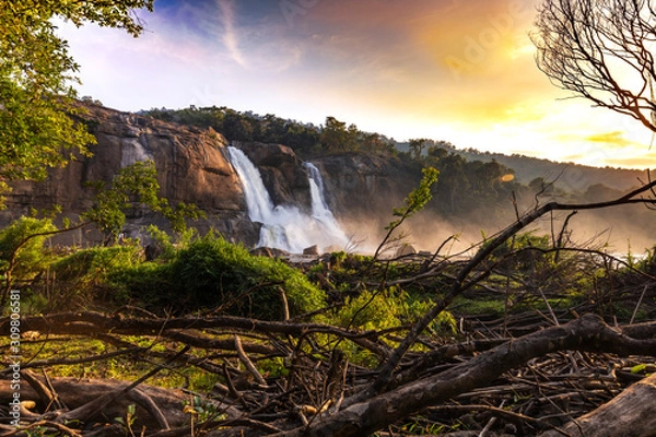 Obraz Beautiful view of Athirappilly Falls s the largest waterfall in Kerala.