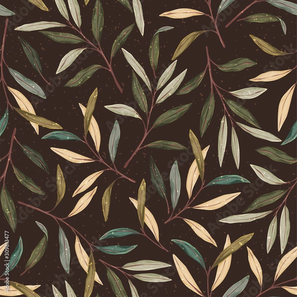 Fototapeta Vintage leaves seamless pattern
