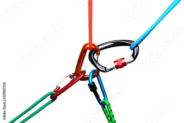 Fototapeta Carabiner isolated on white background .