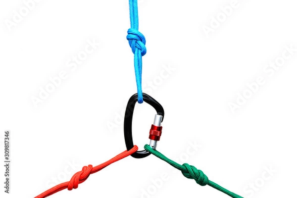 Fototapeta Carabiner isolated on white background .