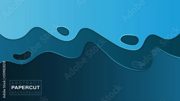 Fototapeta abstract paper cut background with waves