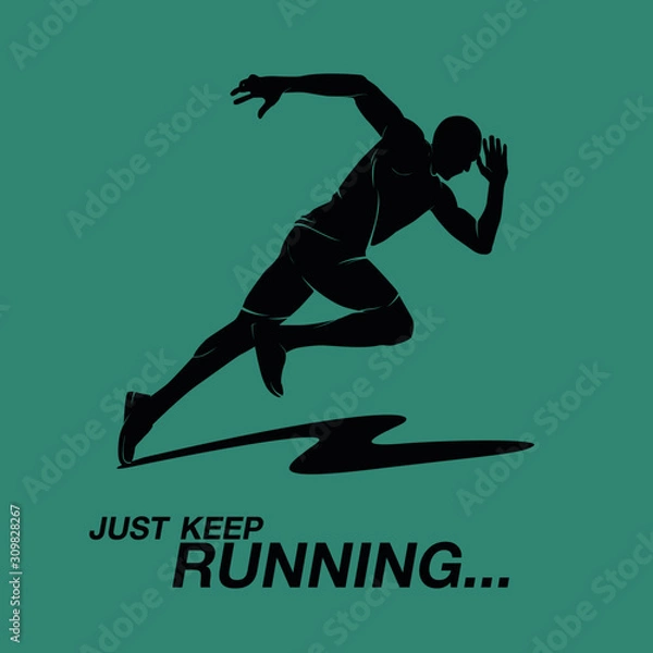 Obraz Running man side view vector silhouette,icon ,vector illustration