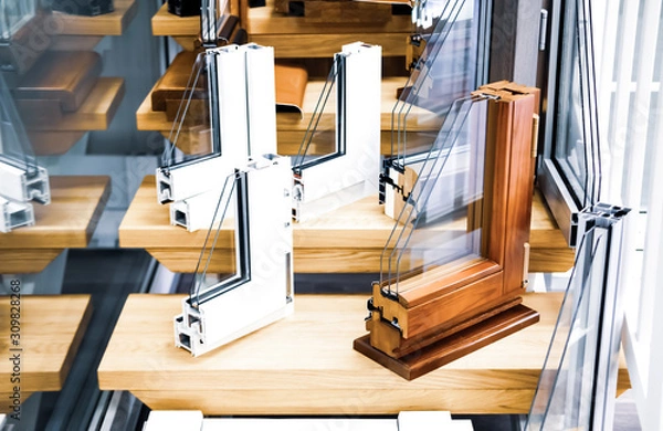 Fototapeta Samples of window profiles.