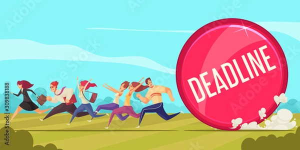 Fototapeta Deadline Cartoon Composition
