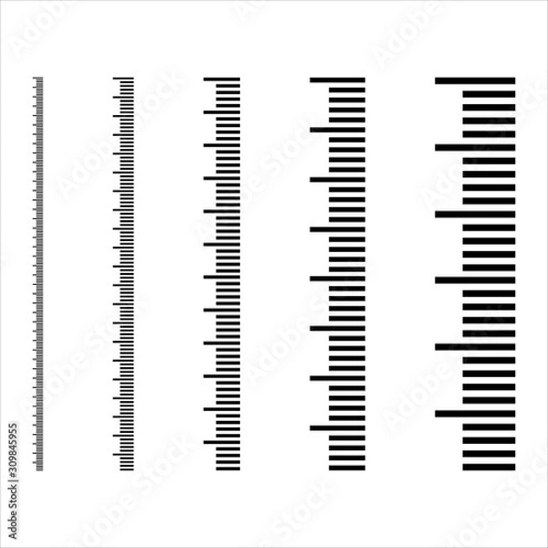 Fototapeta Measuring scale, marking for ruler, thermometer scale, marks for tape measure. Vector illustration