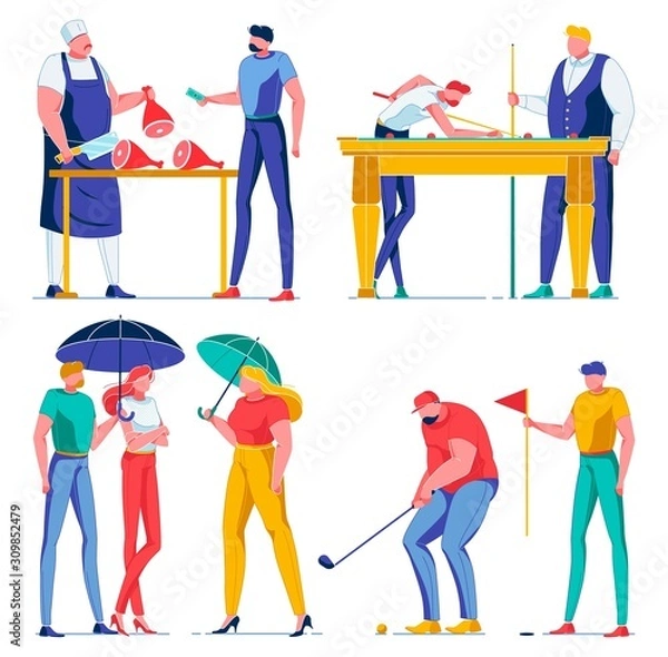 Obraz Scenes from Different Life Sphere with Characters.