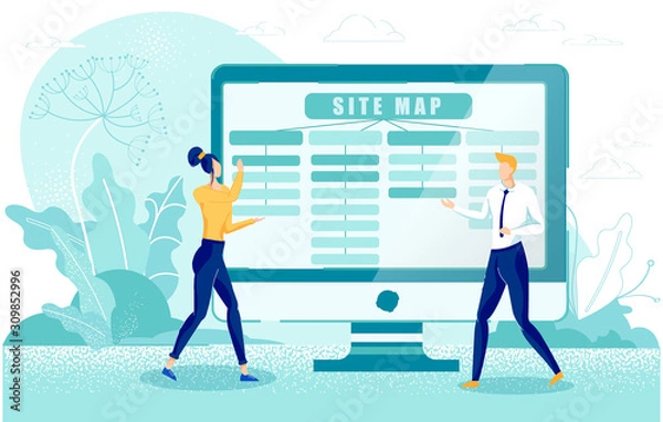 Obraz Man and Woman Discussing Site Map Creation Process