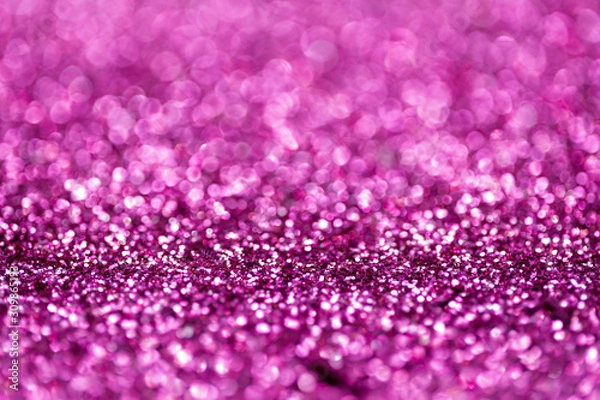 Fototapeta Pink and purple glitter, Defocused abstract holidays lights With Sparkle for background.