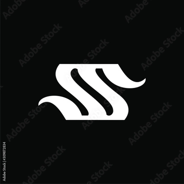 Fototapeta Initial letter SS or MW logo template with classic vintage concept in flat design illustration