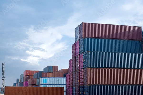Fototapeta Container stack In the cargo yard
