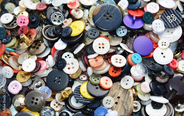 Obraz Multicolored sewing buttons on isolated background