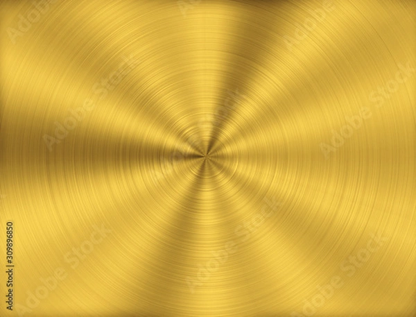 Fototapeta gold metal background with realistic circular brushed texture