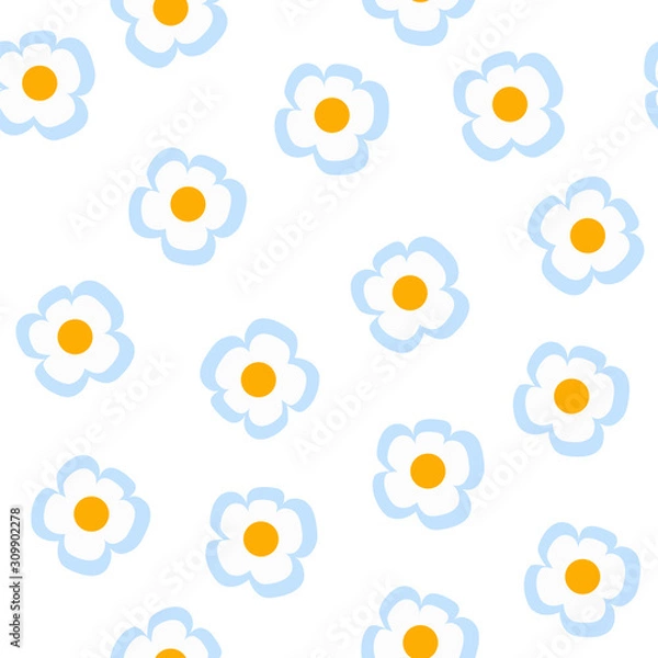 Fototapeta Vector seamless Daisy pattern on white background