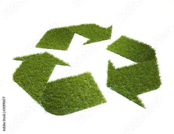 Fototapeta Recycling symbol made out of grass