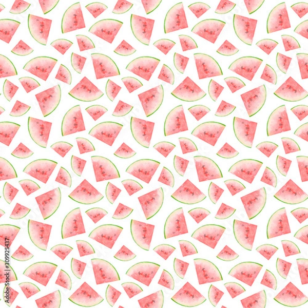 Fototapeta Seamless watermelon pattern on white background
