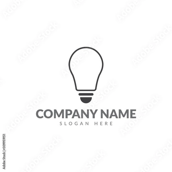 Fototapeta Light bulb line logo vector deign template