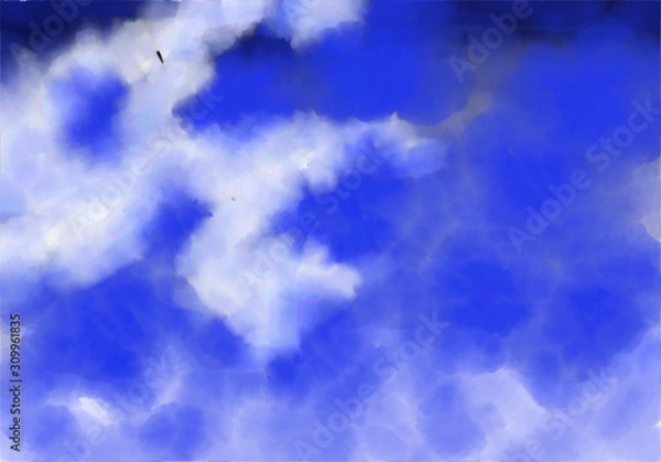 Obraz blue sky with clouds and sun