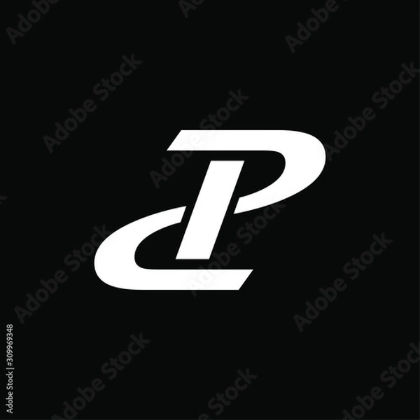 Fototapeta Initial letter d p logo template with road symbol simplicity in flat design monogram illustration
