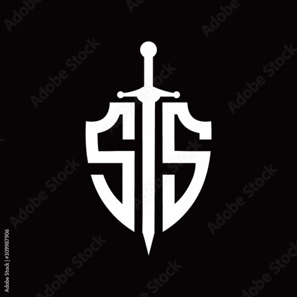Obraz SS logo with shield shape and sword design template