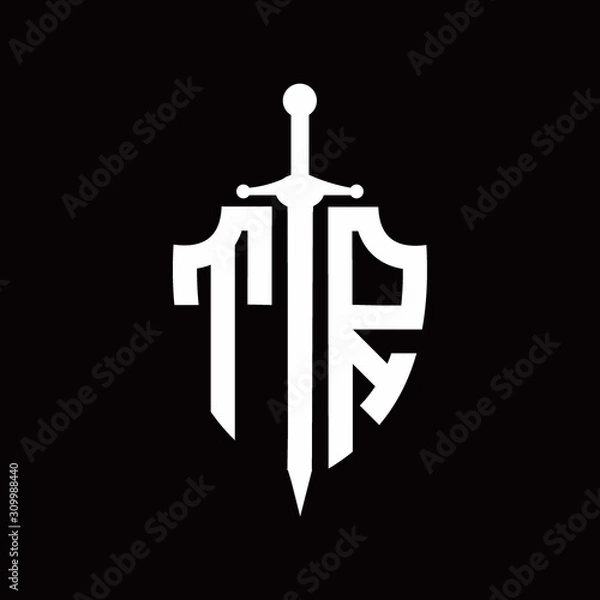 Obraz TR logo with shield shape and sword design template