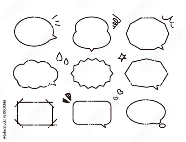 Fototapeta 吹き出し　セット　手書き風