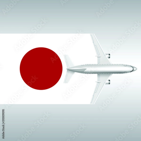 Fototapeta Plane and flag of the Japan. Travel concept for design