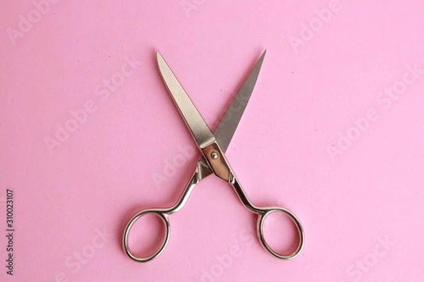 Obraz sewing scissors on colorful background