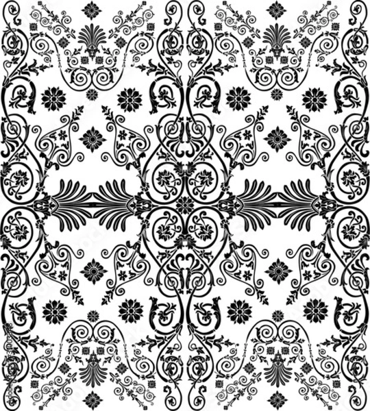 Fototapeta black design with decorated curled elements