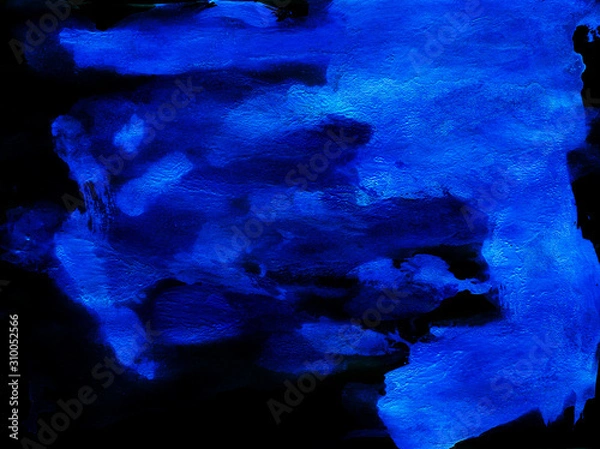 Obraz Abstract painting. Frost. Space drawing. Handmade on canvas. Blue art background. Template for the design of hand-printed products. Art print on canvas or poster. Unusual modern texture.