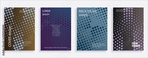 Fototapeta Minimalistic cover design templates. Layout set for covers of books, albums, notebooks, reports, magazines. Star, dot halftone gradient effect, flat modern abstract design Geometric mock-up texture