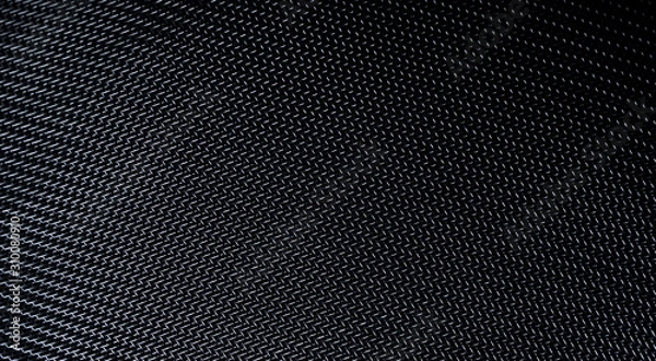 Obraz Texture of diagonal and rectangular metal lattice fine weave lattice on black background
