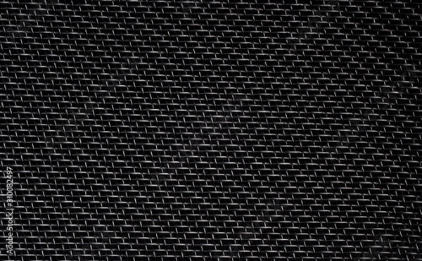 Obraz Texture of diagonal and rectangular metal lattice fine weave lattice on black background