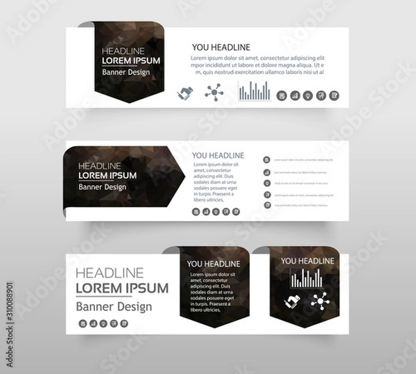 Fototapeta Abstract of Infographic web banner modern low polygon set background design, Geometric background. eps10 vector illustration.