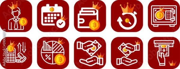 Obraz Crowned Crypto Currency Icon Set
