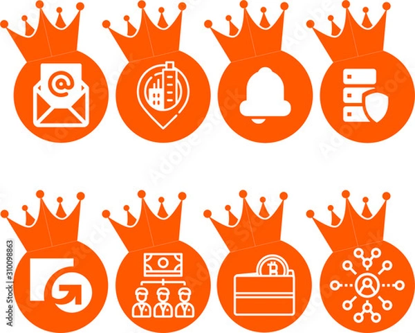 Obraz Crowned Crypto Currency Icon Set