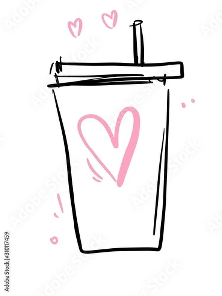 Obraz Icon coffee Cup with heart. romance. Valentine's day.