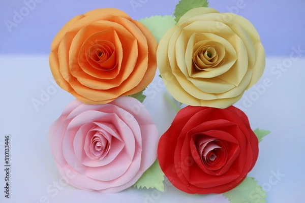 Fototapeta 折り紙で作ったバラの花