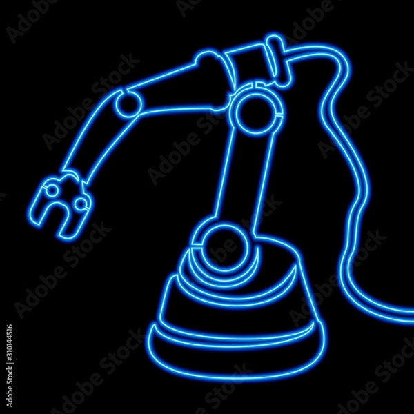 Obraz Continuous line drawing robot arm neon concept