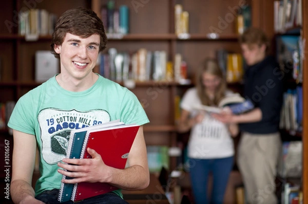Fototapeta attractive student in university library