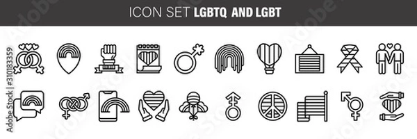 Fototapeta Pride Day.  line icons, signs, vector set, outline illustration