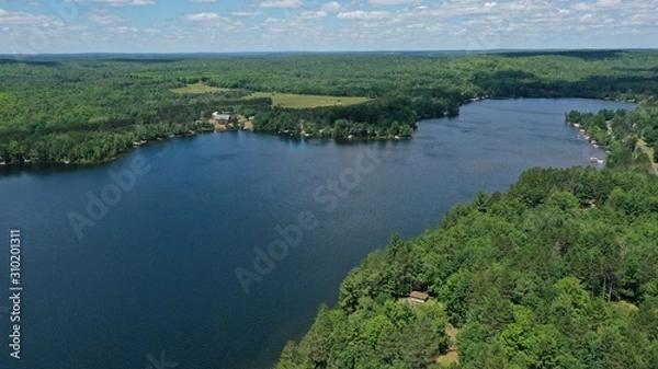 Fototapeta Lake in Michigan's Upper Peninsula in Summer (Drone)