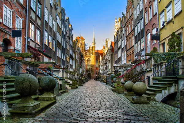 Fototapeta Architecture of Mariacka street in Gdansk is one of the most notable tourist attractions in Gdansk. Poland