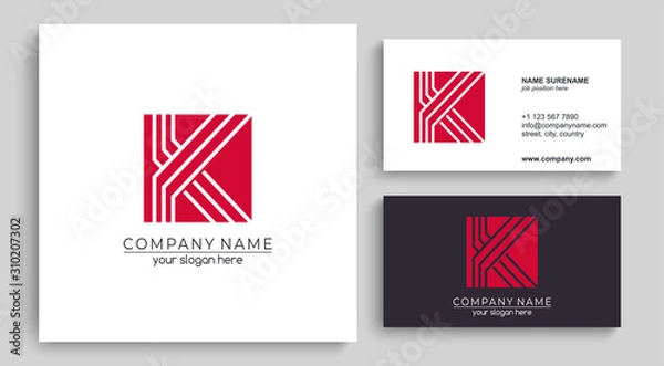 Fototapeta Letter K logo or monogram. blank for business card. For your business. Vector sign.