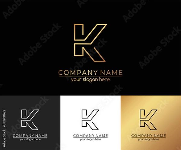 Fototapeta Letter K logo or monogram. blank for business card. For your business. Vector sign.